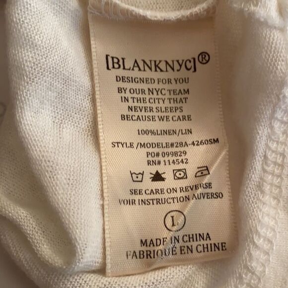 BLANKNYC Sleeveless Linen Cut Out Tank White Large - Picture 9 of 9